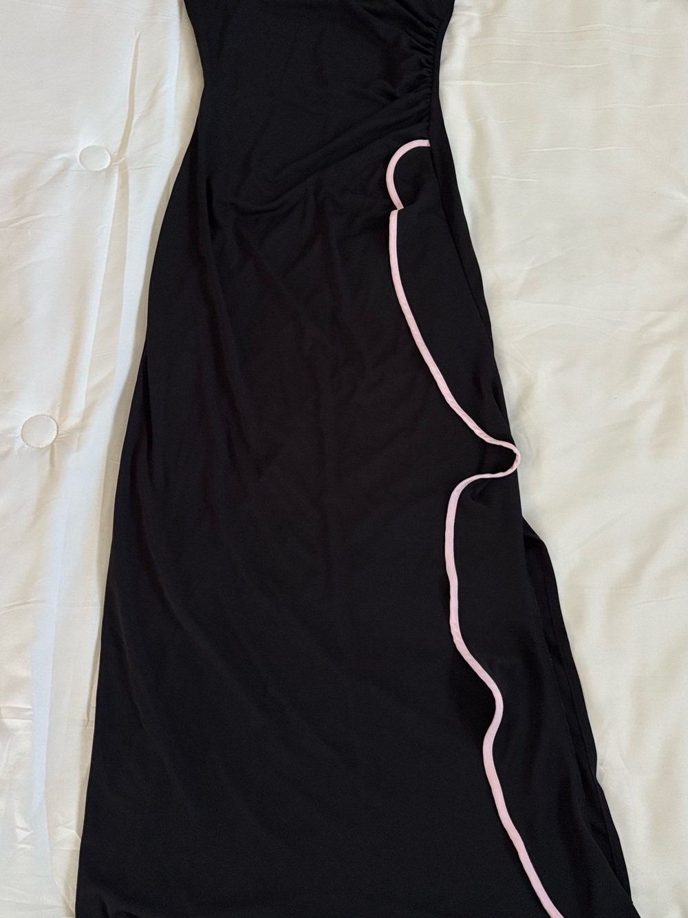 Taboo Black W/Pink Trim One Shoulder Formal/Prom Dress-Medium